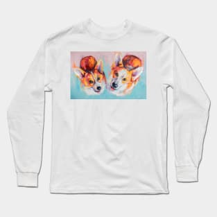 Conceptual abstract painting of a welsh corgi pembroke muzzle. Long Sleeve T-Shirt